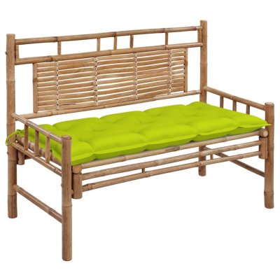 VIDAXL  - Banc de jardin avec coussin 120 cm Bambou Vert vif