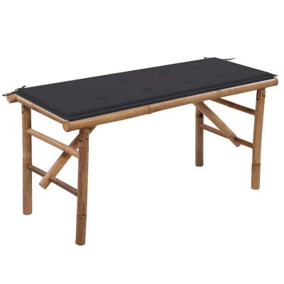 VIDAXL  - Banc de jardin pliable avec coussin 118 cm Bambou Anthracite