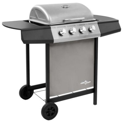 VIDAXL  Barbecue gril &agrave; gaz avec 4 br&ucirc;leurs Noir et argent&eacute; 