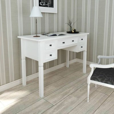 Vidaxl - Bureau blanc &agrave; 5 tiroirs Blanc