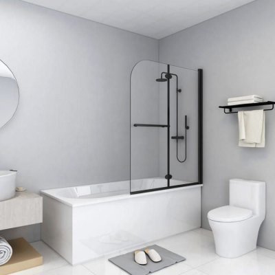 VIDAXL  cabine de douche pliable 2 panneaux esg 95x140 cm noir 147193