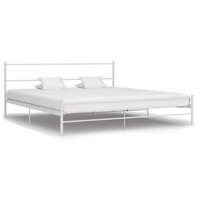 Vidaxl cadre de lit blanc m&eacute;tal 200 x 200 cm cadre 2 personnes