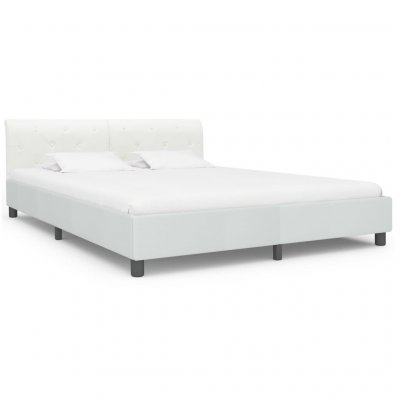 Vidaxl cadre de lit blanc similicuir 160x200 cm cadre 2 personnes