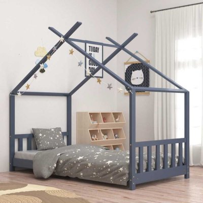 Vidaxl cadre de lit d'enfant gris bois de pin massif 70x140 cm 283370