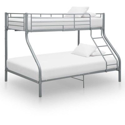 Vidaxl - Cadre de lit superpos&eacute; Gris M&eacute;tal 140x200 cm/90x200 cm Gris