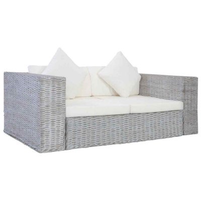 VIDAXL  - Canap&eacute; &agrave; 2 places avec coussins Gris Rotin naturel Grey