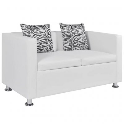 VIDAXL  Canap&eacute; &agrave; 2 places Cuir synth&eacute;tique Blanc