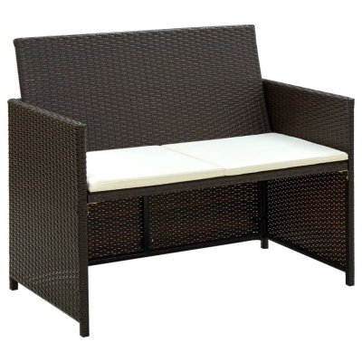 VIDAXL  canap&eacute; &agrave; 2 places r&eacute;sine tress&eacute;e 100 x 56 x 85 cm marron 43911
