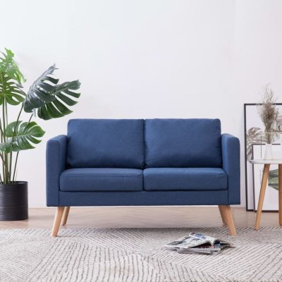 VIDAXL  canap&eacute; &agrave; 2 places tissu bleu 281355
