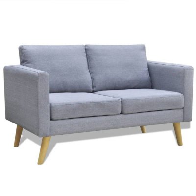 VIDAXL  Canap&eacute; &agrave; 2 places Tissu Gris clair