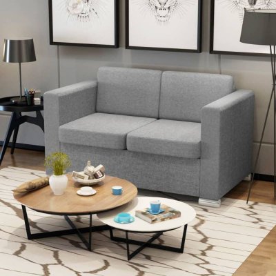 VIDAXL  - Canap&eacute; &agrave; 2 places Tissu Gris clair Light grey