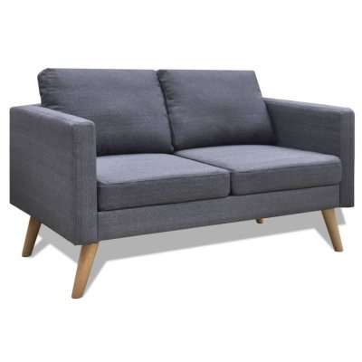 VIDAXL  Canap&eacute; &agrave; 2 places Tissu Gris fonc&eacute; 