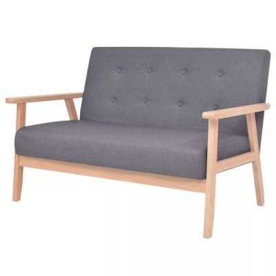 VIDAXL  - Canap&eacute; &agrave; 2 places Tissu Gris fonc&eacute; Gris fonc&eacute;