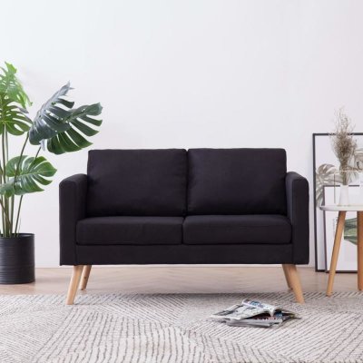 VIDAXL  - Canap&eacute; &agrave; 2 places Tissu Noir Black