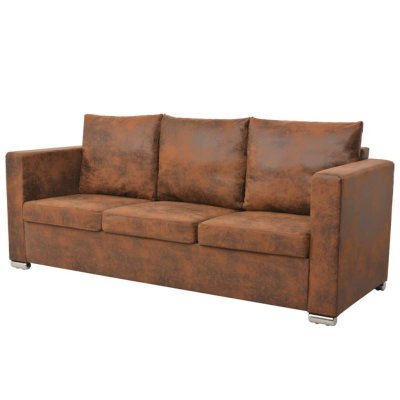 VIDAXL  Canap&eacute; &agrave; 3 places 191 x 73 x 82 cm Cuir daim artificiel 