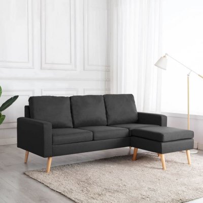VIDAXL  - Canap&eacute; &agrave; 3 places avec repose-pied Gris fonc&eacute; Tissu Dark grey