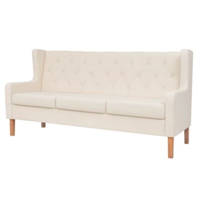 VIDAXL  canap&eacute; &agrave; 3 places tissu blanc 245451