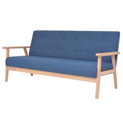 VIDAXL  canap&eacute; &agrave; 3 places tissu bleu 244656