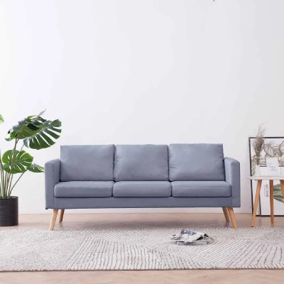 VIDAXL  Canap&eacute; &agrave; 3 places Tissu Gris clair 