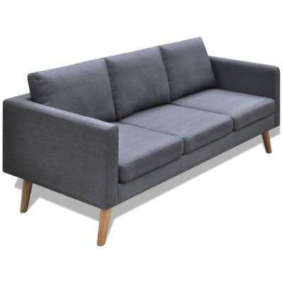 VIDAXL  Canap&eacute; &agrave; 3 places Tissu Gris fonc&eacute;
