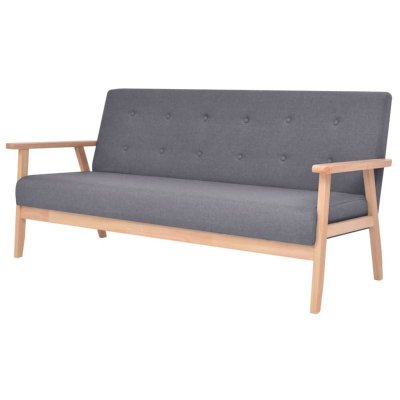 VIDAXL  - Canap&eacute; &agrave; 3 places Tissu Gris fonc&eacute; Dark grey
