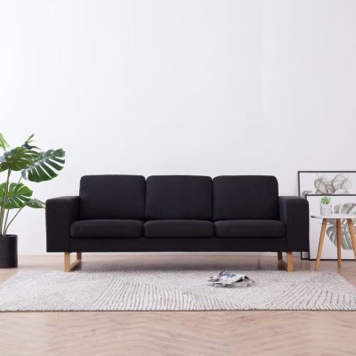 VIDAXL  - Canap&eacute; &agrave; 3 places Tissu Noir Black