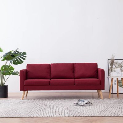 VIDAXL  canap&eacute; &agrave; 3 places tissu rouge bordeaux 281364