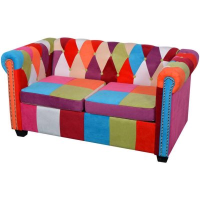 VIDAXL  Canap&eacute; Chesterfield 2 places Tissu