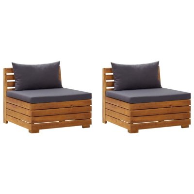 VIDAXL  - Canap&eacute; de jardin 2 places avec coussins Bois d'acacia massif Gris fonc&eacute;