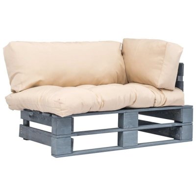 VIDAXL  Canap&eacute; De Jardin Palette Avec Coussins Sable Pin&egrave;de