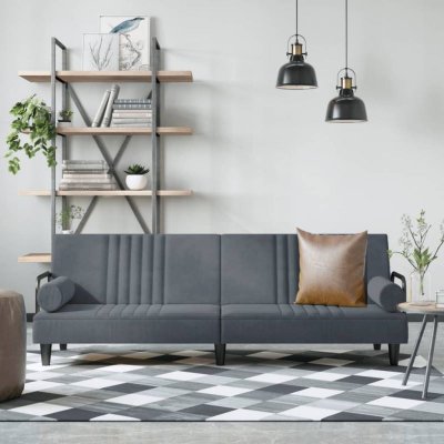 VIDAXL  canap&eacute;-lit avec accoudoirs gris fonc&eacute; velours