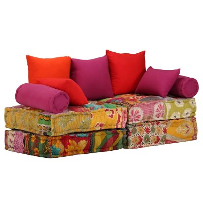 VIDAXL  canap&eacute;-lit modulaire &agrave; 2 places tissu patchwork 244985
