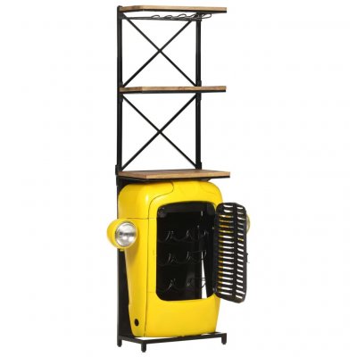 VIDAXL  cave &agrave; vin tracteur jaune 49x31x172 cm bois de manguier solide 320488 