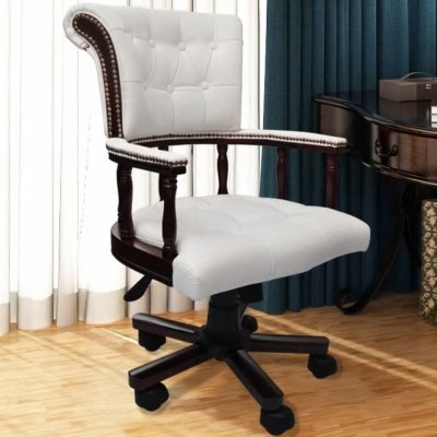 Vidaxl chaise de bureau pivotante blanc 20041