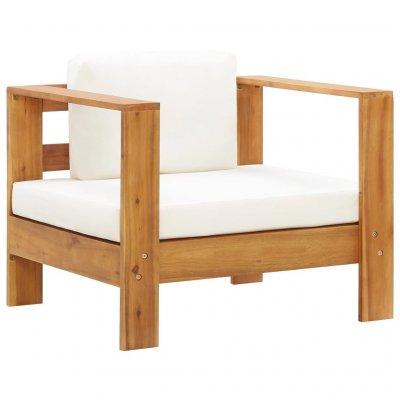 VIDAXL  chaise de jardin avec coussin cr&egrave;me bois d'acacia solide 47272