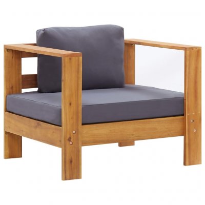 VIDAXL  Chaise de Jardin avec Coussin Gris fonc&eacute; Bois d'acacia Solide