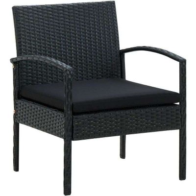VIDAXL  - Chaise de jardin avec coussin R&eacute;sine tress&eacute;e Noir Noir