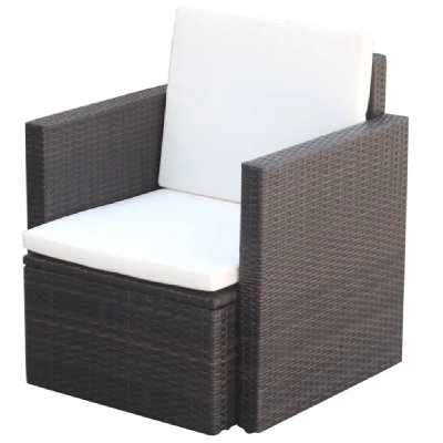 VIDAXL  Chaise De Jardin Et Coussins Et Oreillers R&eacute;sine Tress&eacute;e Marron
