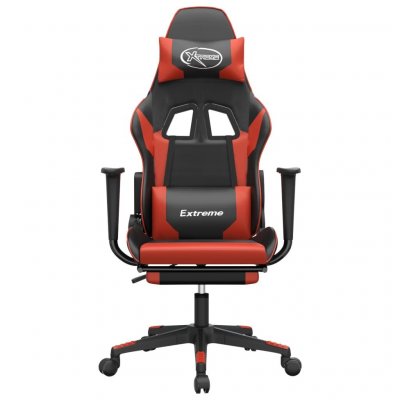VIDAXL  chaise de jeu avec repose-pied noir et rouge similicuir