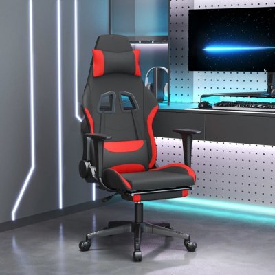 VIDAXL  chaise de jeu avec repose-pied noir et rouge tissu