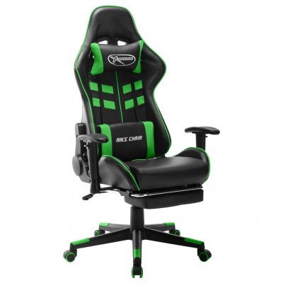 VIDAXL  chaise de jeu avec repose-pied noir et vert cuir artificiel