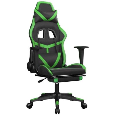 VIDAXL  chaise de jeu avec repose-pied noir et vert similicuir