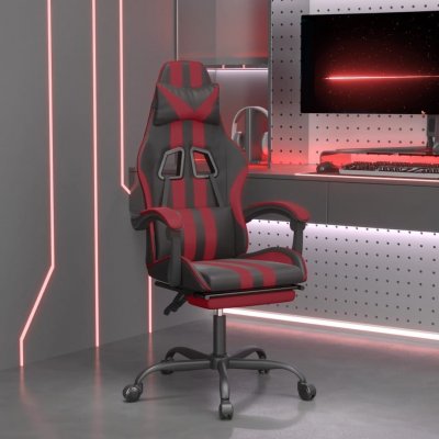 VIDAXL  chaise de jeu avec repose-pied noirrouge bordeaux similicuir