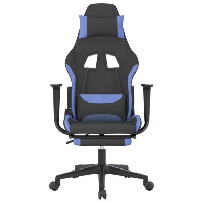 VIDAXL  chaise de jeu de massage avec repose-pied noir et bleu tissu