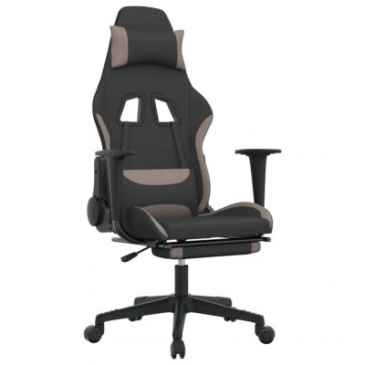 VIDAXL  chaise de jeu de massage avec repose-pied noir et taupe tissu