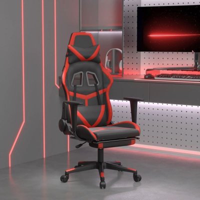 VIDAXL  chaise de jeu de massage avec repose-pied noir&rouge similicuir