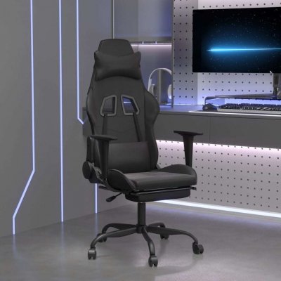 VIDAXL  chaise de jeu de massage avec repose-pied noir similicuir