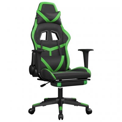 VIDAXL  chaise de jeu de massage avec repose-pied noir&vert similicuir