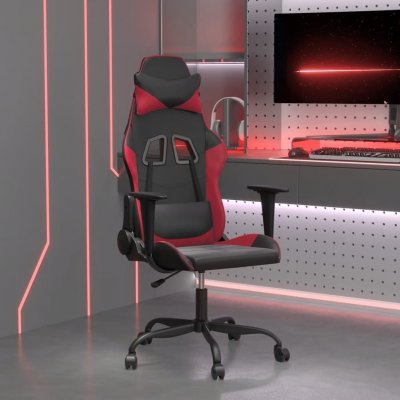 VIDAXL  chaise de jeu de massage noir et rouge bordeaux similicuir 