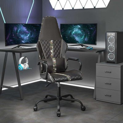 VIDAXL  chaise de jeu noir et camouflage similicuir 